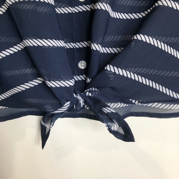 Gap navy with beige stripe tunic with bottom tie - Picture 3 of 5